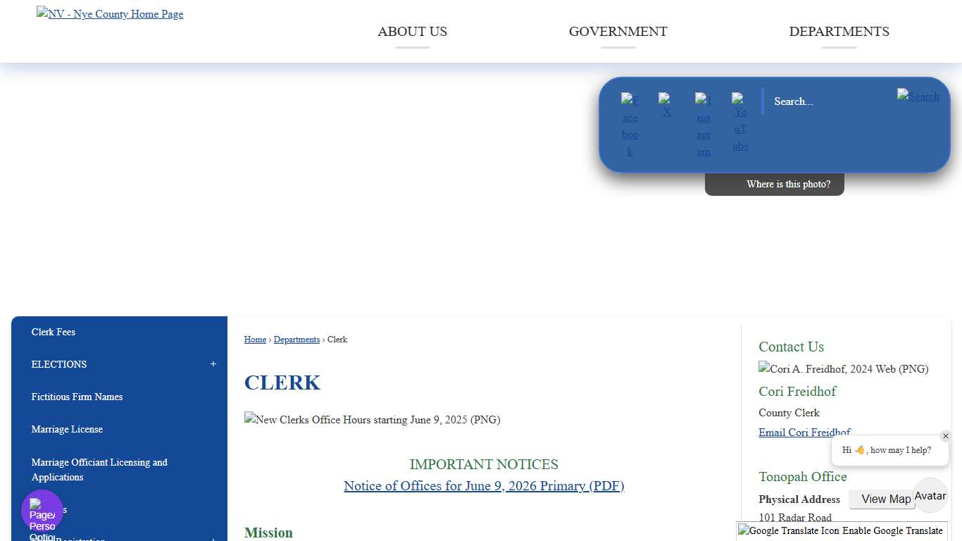 Clerk | Nye County, NV Official Website