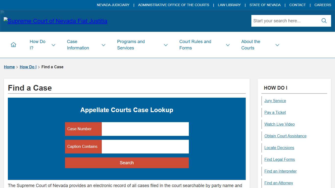 Find a Case | Nevada Appellate Courts